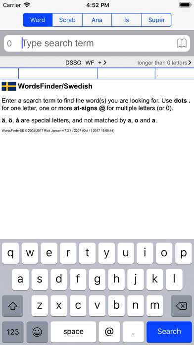 Svenska Words Finder PRO App skärmdump #1