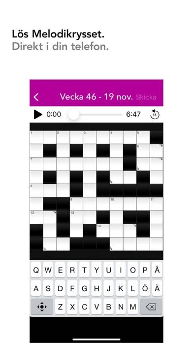 Melodikrysset i P4 App skärmdump