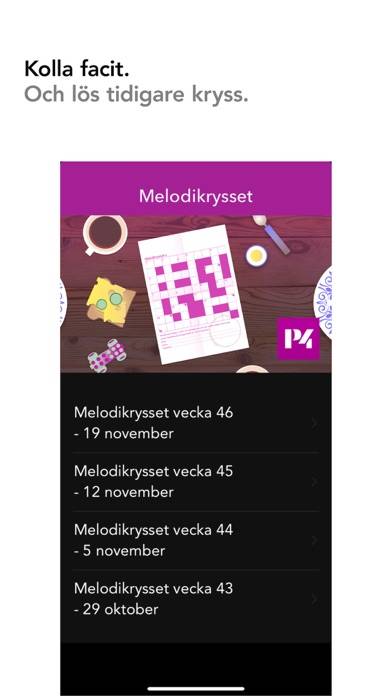 Melodikrysset i P4 App skärmdump