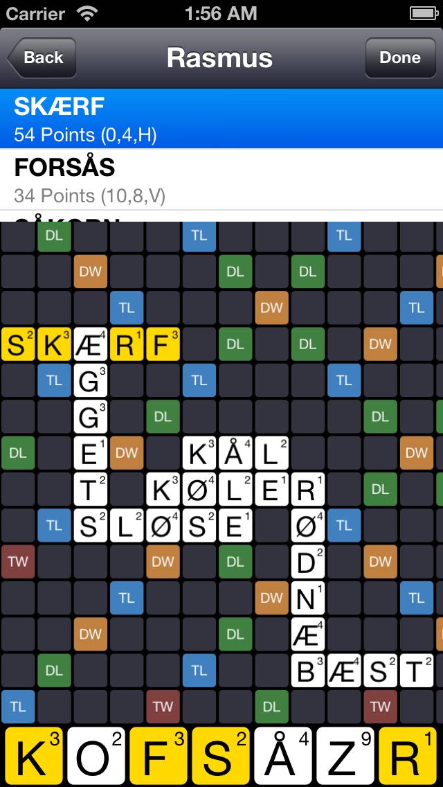 DK Løser for Wordfeud App skärmdump #1