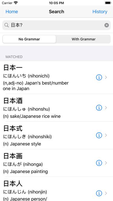 Japanese Dictionary plus Grammar Schermata dell'app