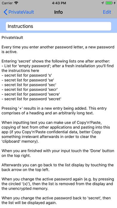 PrivateVault App skärmdump
