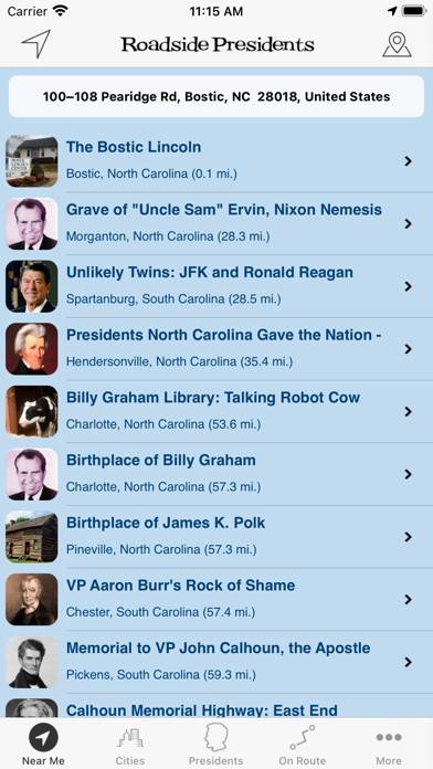 Roadside Presidents App screenshot