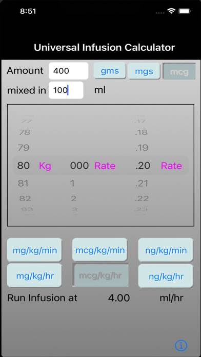 Anesthesia infusion calculator Schermata dell'app #1