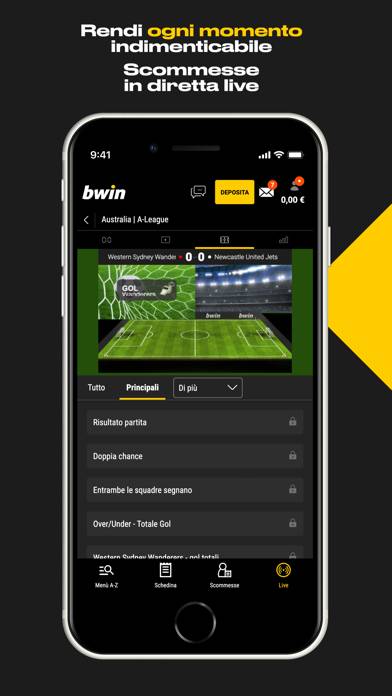 Bwin Scommesse Sportive Online Schermata dell'app