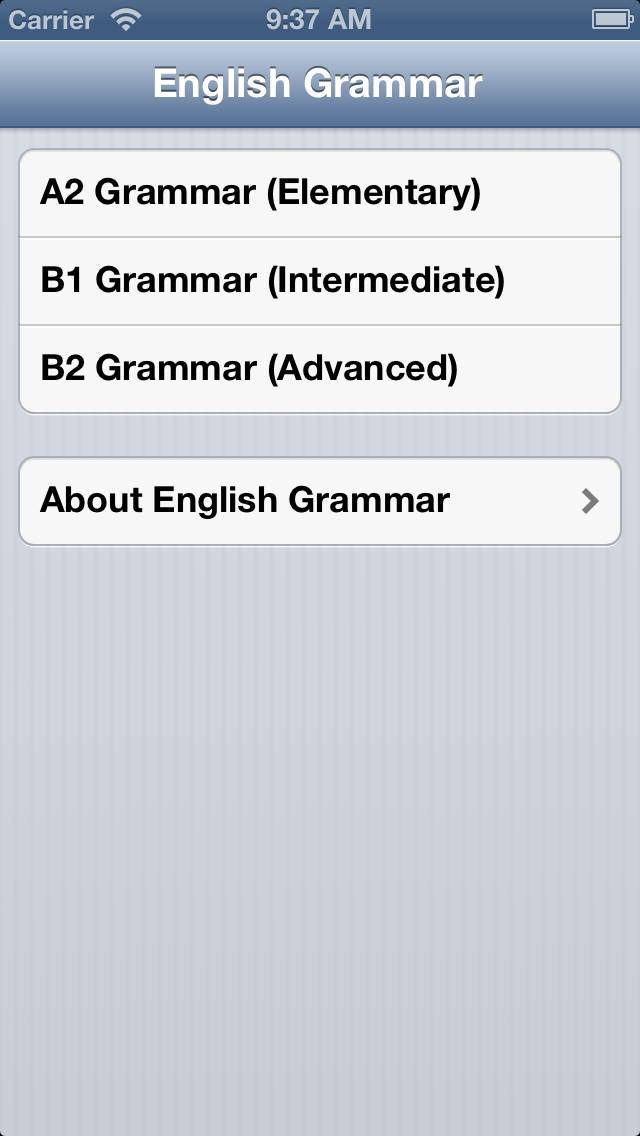 Grammatica inglese. Schermata dell'app #1