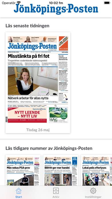 Jönköpings-Posten e-tidning App skärmdump #1