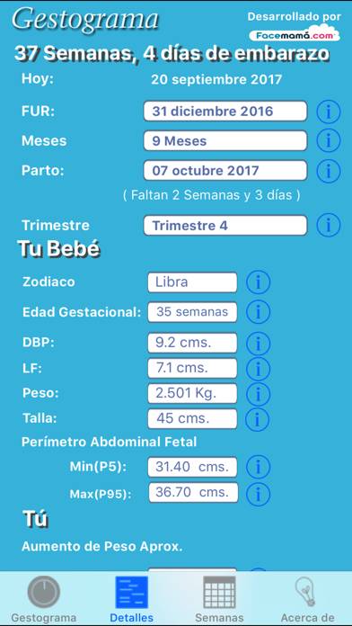 Gestograma de Embarazo Captura de pantalla de la aplicación