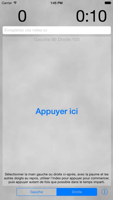 Test du clic du SNC capture d'écran