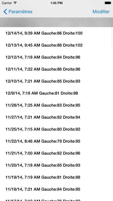 Test du clic du SNC Capture d'écran de l'application