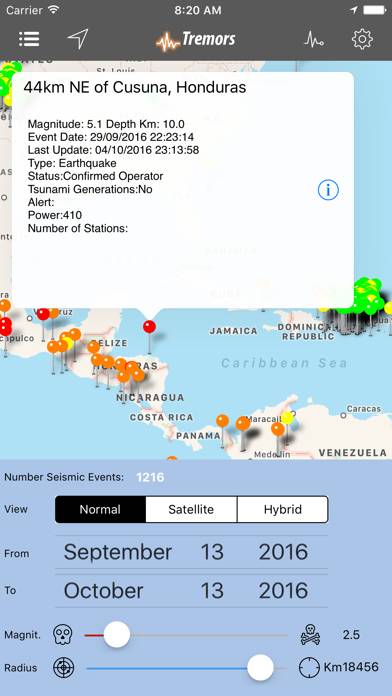Tremors App skärmdump #1