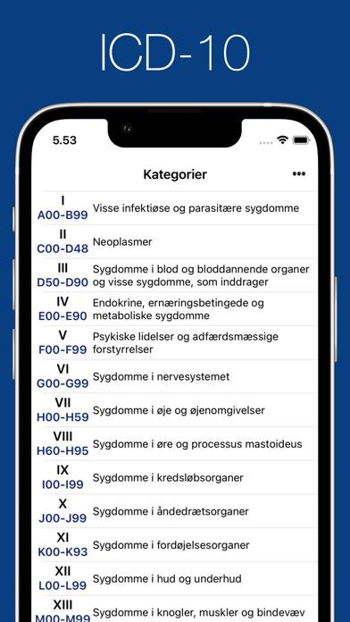 Diagnosekoder ICD-10 Bildschirmfoto