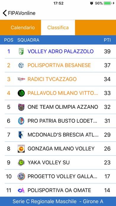 FIPAVonline Schermata dell'app