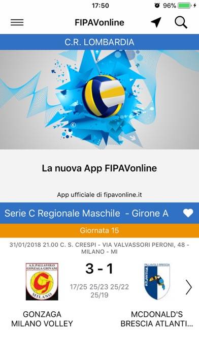 FIPAVonline Schermata dell'app