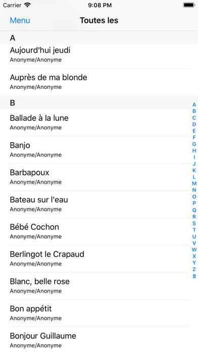 Chants et Chansons Capture d'écran de l'application #2