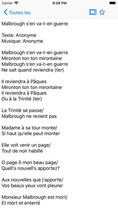 Chants et Chansons App screenshot #3