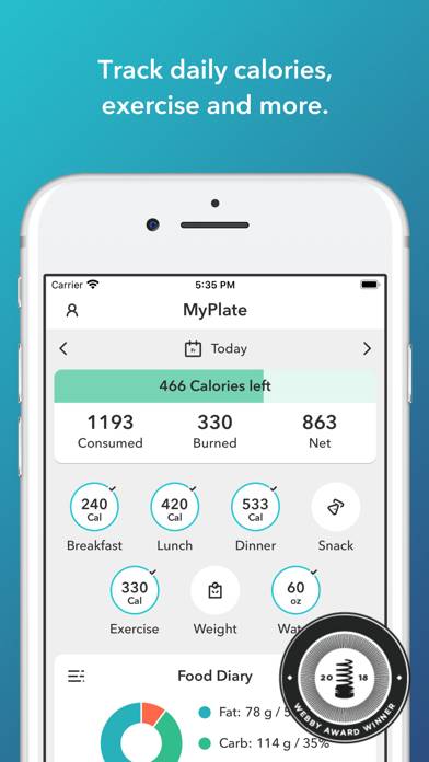 MyPlate Calorie Counter App-Screenshot #1
