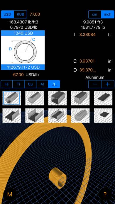 Metal Weight & Cost Calculator App screenshot