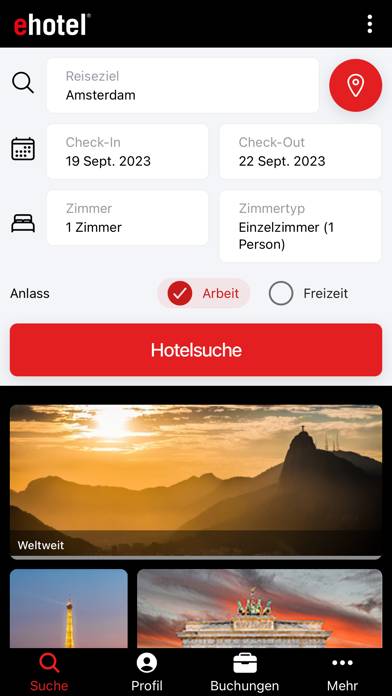 Ehotel Hotelbuchungsplattform App-Screenshot