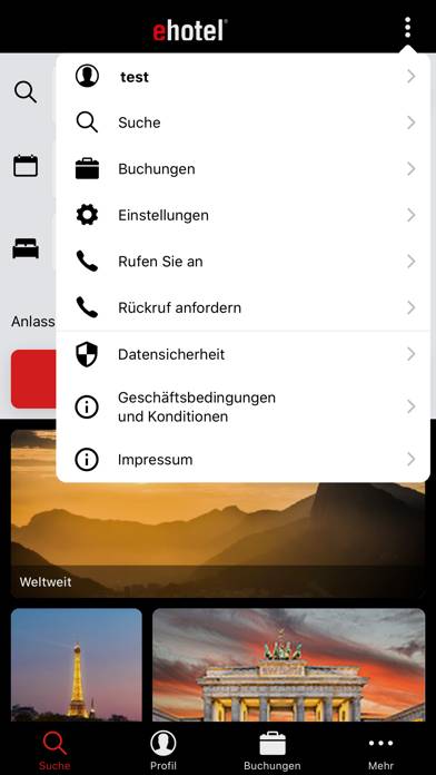 Ehotel Hotelbuchungsplattform App-Screenshot