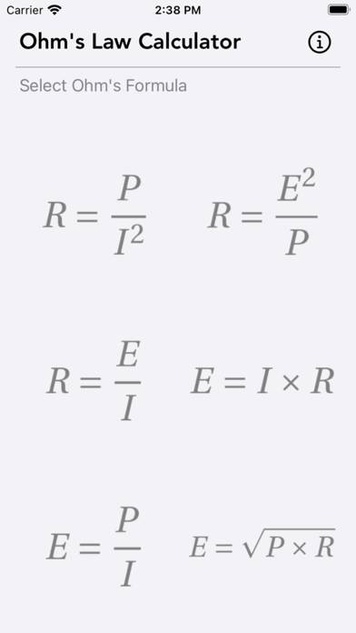 Ohm Law Calculator Captura de pantalla de la aplicación