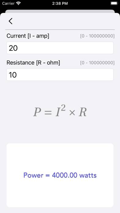 Ohm Law Calculator Captura de pantalla de la aplicación