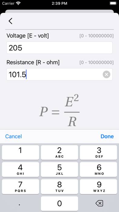 Ohm Law Calculator Captura de pantalla de la aplicación