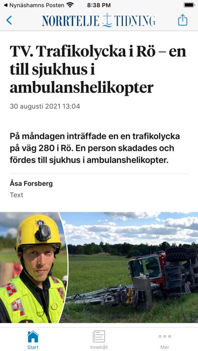 Norrtelje Tidning App skärmdump