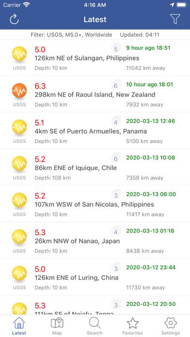Earthquakes Pro Uygulama ekran görüntüsü #1