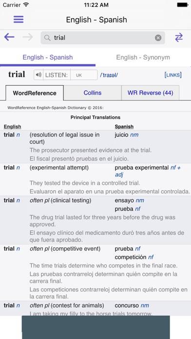 Dictionnaire Anglais WordRef. capture d'écran