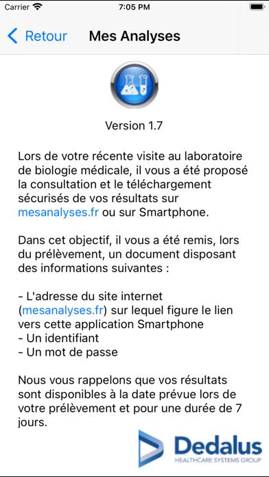 Mes Analyses Capture d'écran de l'application