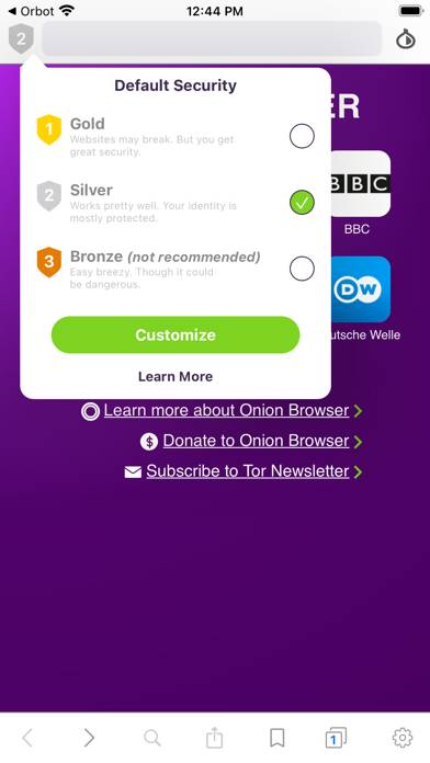 Onion Browser App skärmdump #3
