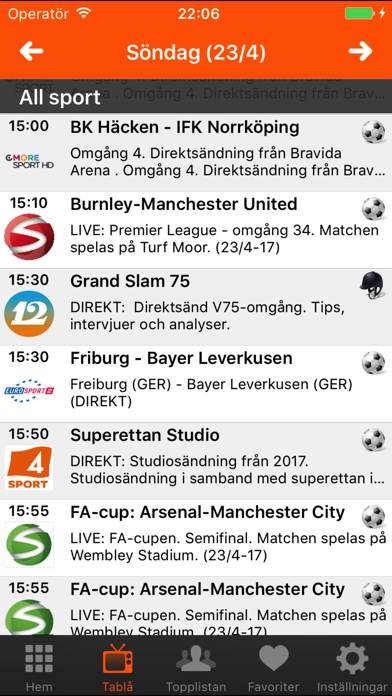 Sport på TV App skärmdump #2