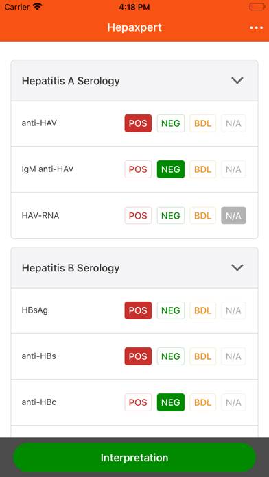 Hepatitis Serology Interpreter Bildschirmfoto