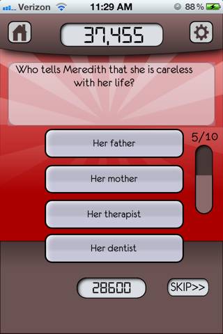 Greys Anatomy Trivia schermata del gioco