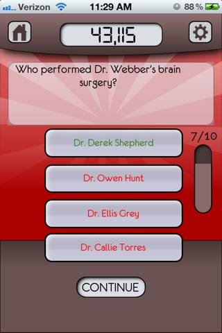 Greys Anatomy Trivia schermata del gioco