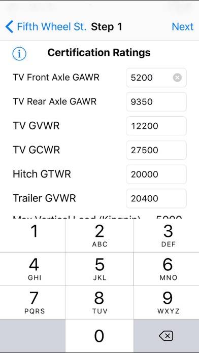 RV Weight Safety Report by Fifth Wheel St. App screenshot