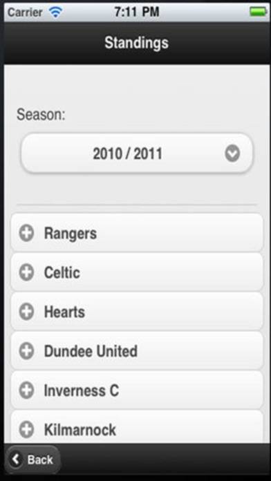 Scottish Football App Bildschirmfoto