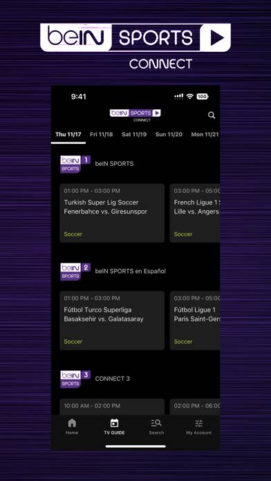 BeIN SPORTS CONNECT App screenshot