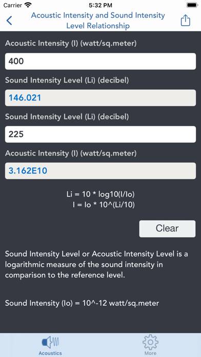 Acoustics Engineering Calc. App screenshot