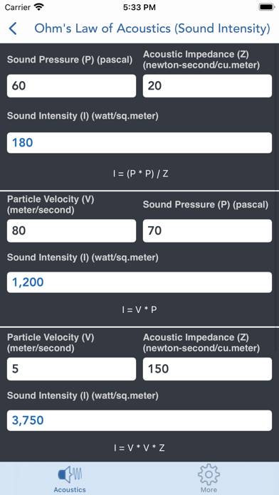 Acoustics Engineering Calc. App screenshot