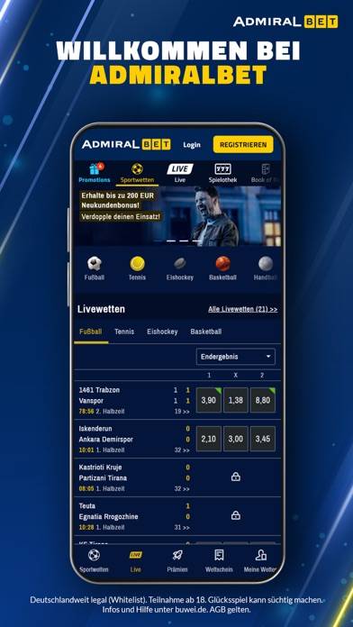 AdmiralBet Sportwetten & Slots App-Screenshot