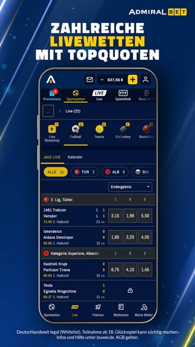 AdmiralBet Sportwetten & Slots App-Screenshot