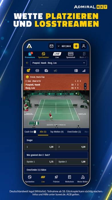 AdmiralBet Sportwetten & Slots App-Screenshot