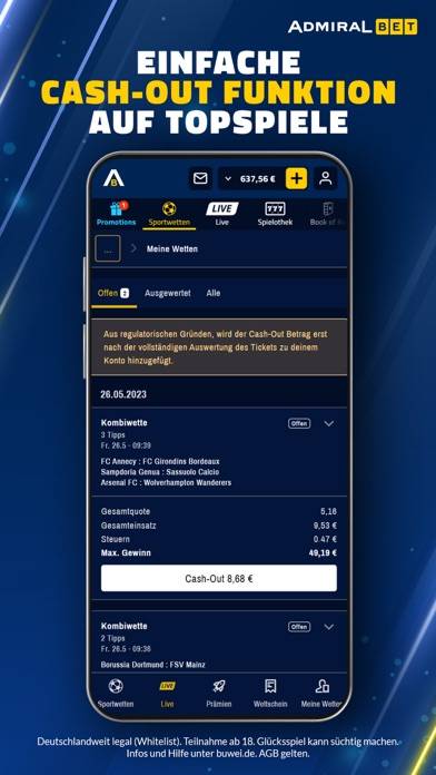 AdmiralBet Sportwetten & Slots App-Screenshot