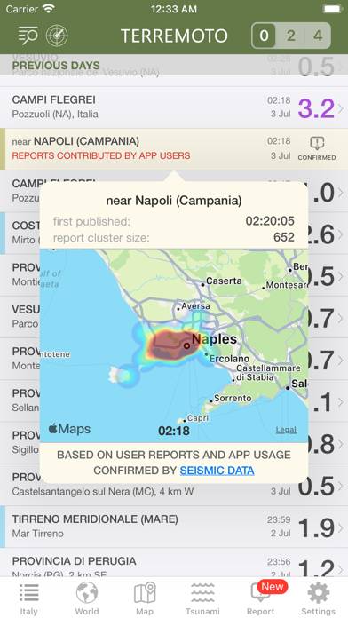 Terremoto App-Screenshot