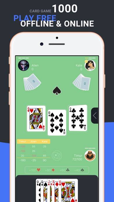 Card game 1000 online offline App screenshot #1