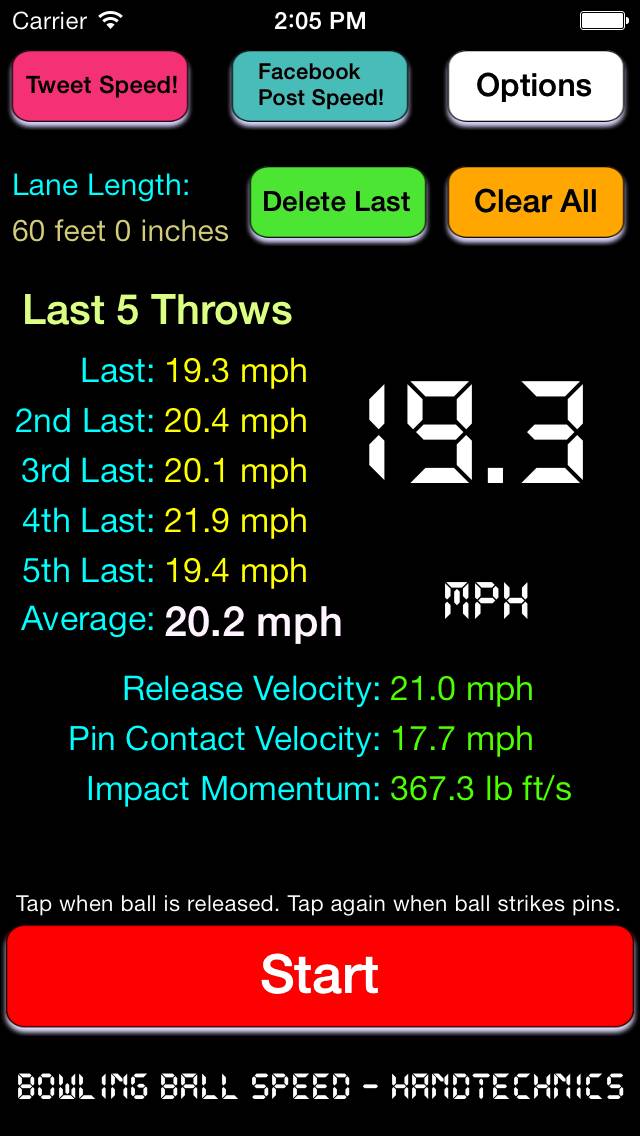 Bowling Ball Speed App screenshot #1