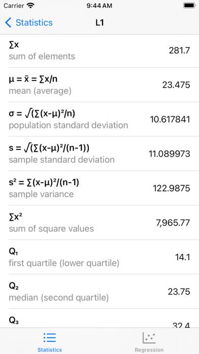 Statistics Calculator plus plus App screenshot