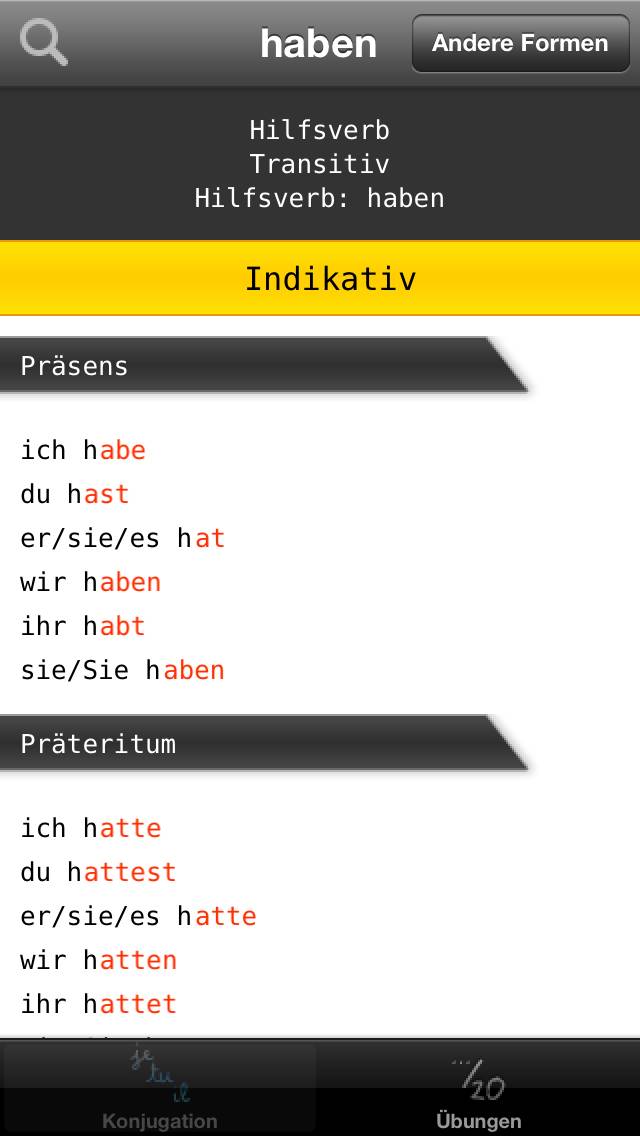 German Verbs Conjugation Captura de pantalla de la aplicación #3